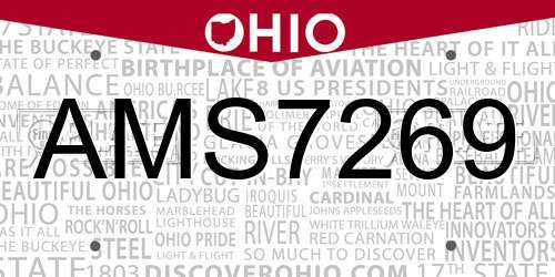 AMS7269 Ohio License Plate