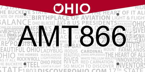 AMT866 Ohio License Plate