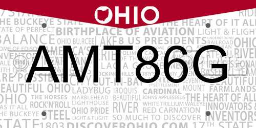 AMT86G Ohio License Plate