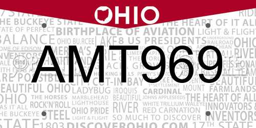 AMT969 Ohio License Plate