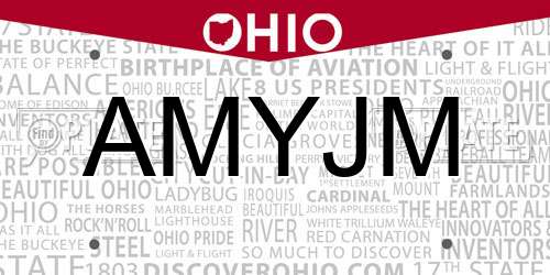 AMYJM Ohio License Plate