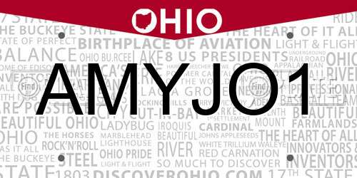 AMYJO1 Ohio License Plate
