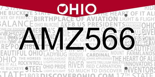 AMZ566 Ohio License Plate