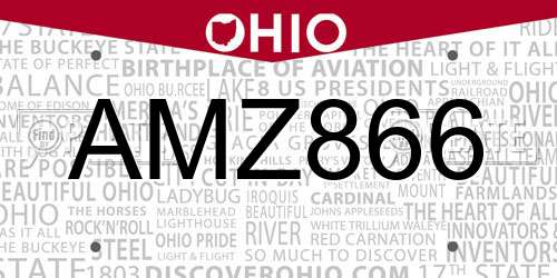 AMZ866 Ohio License Plate