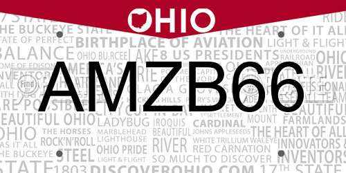 AMZB66 Ohio License Plate
