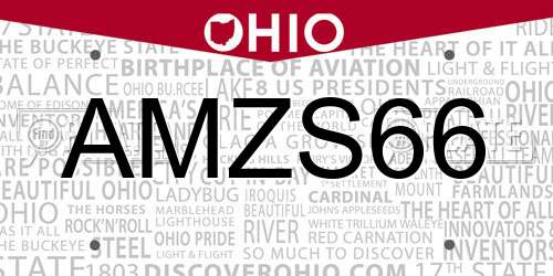 AMZS66 Ohio License Plate