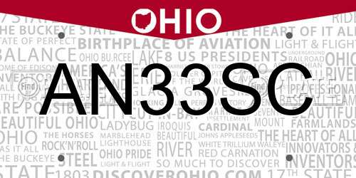 AN33SC Ohio License Plate