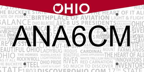 ANA6CM Ohio License Plate