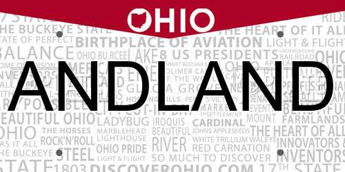ANDLAND Ohio License Plate