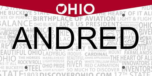 ANDRED Ohio License Plate