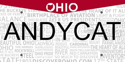 ANDYCAT Ohio License Plate