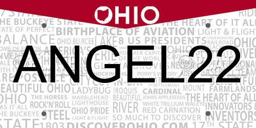 ANGEL22 Ohio License Plate