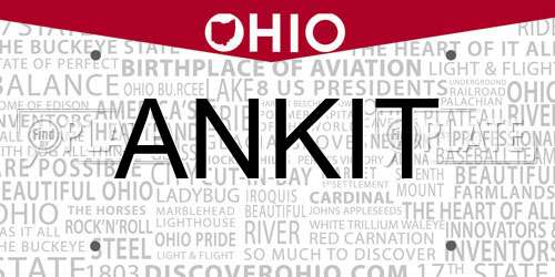 ANKIT Ohio License Plate