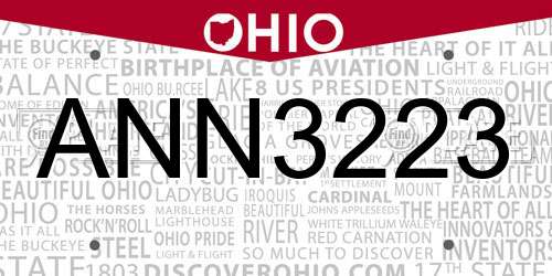 ANN3223 Ohio License Plate