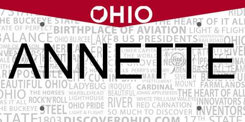 ANNETTE Ohio License Plate