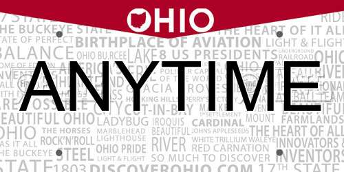 ANYTIME Ohio License Plate