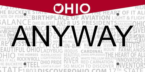 ANYWAY Ohio License Plate
