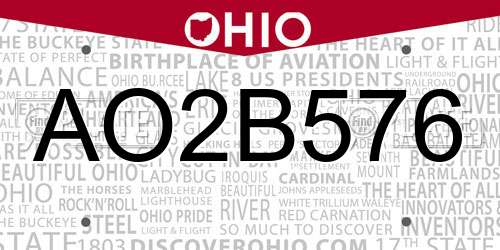 AO2B576 Ohio License Plate