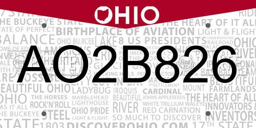 AO2B826 Ohio License Plate