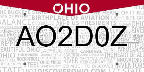 AO2D0Z Ohio License Plate