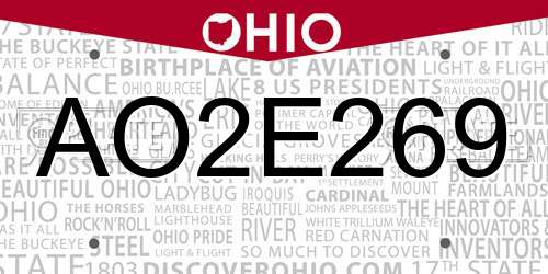 AO2E269 Ohio License Plate