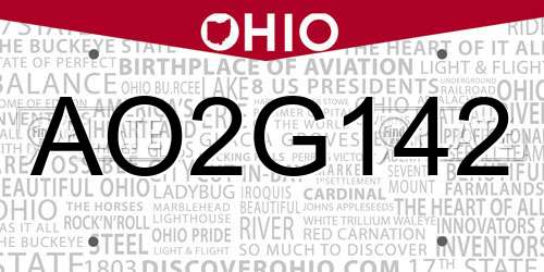 AO2G142 Ohio License Plate