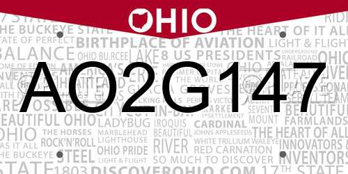 AO2G147 Ohio License Plate