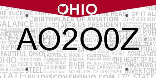 AO2O0Z Ohio License Plate