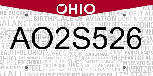 AO2S526 Ohio License Plate