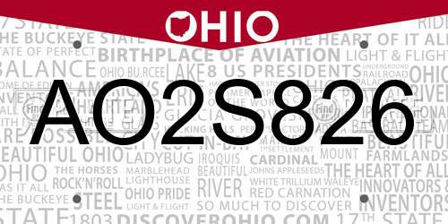 AO2S826 Ohio License Plate