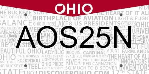AOS25N Ohio License Plate