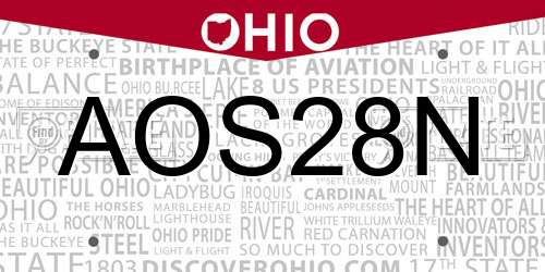AOS28N Ohio License Plate