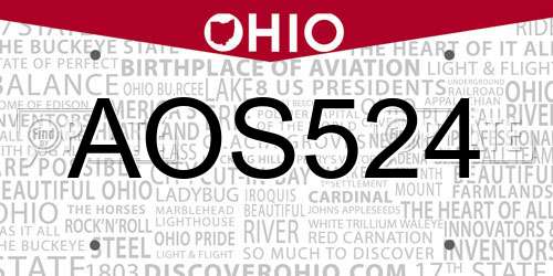 AOS524 Ohio License Plate