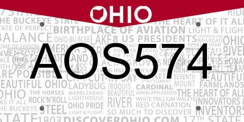 AOS574 Ohio License Plate