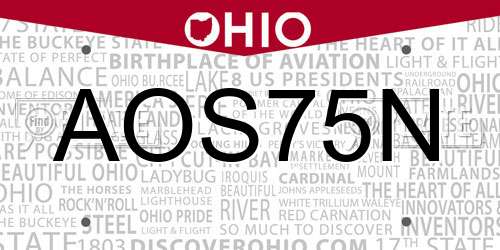 AOS75N Ohio License Plate