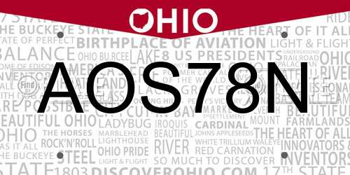 AOS78N Ohio License Plate