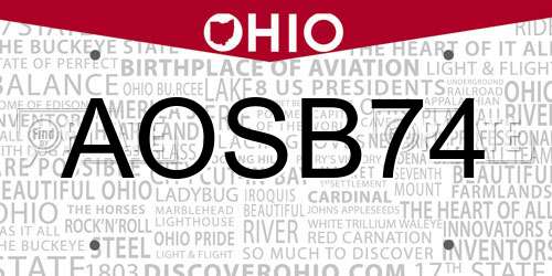AOSB74 Ohio License Plate