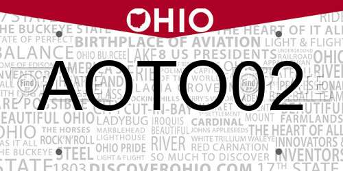 AOTO02 Ohio License Plate