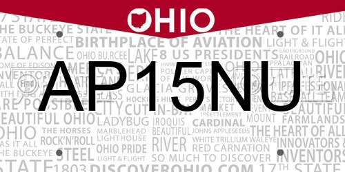 AP15NU Ohio License Plate