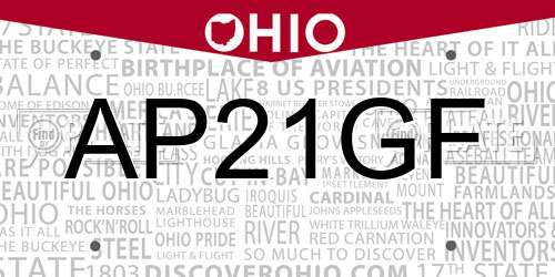 AP21GF Ohio License Plate