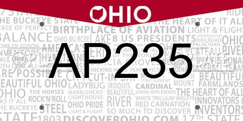 AP235 Ohio License Plate