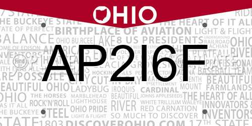 AP2I6F Ohio License Plate