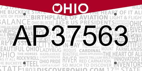 AP37563 Ohio License Plate
