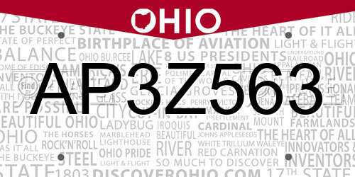 AP3Z563 Ohio License Plate