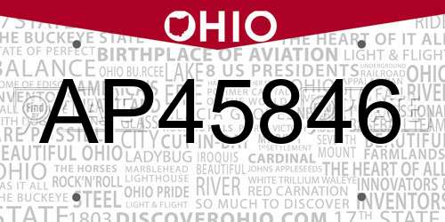 AP45846 Ohio License Plate