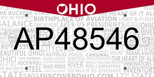 AP48546 Ohio License Plate