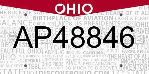 AP48846 Ohio License Plate