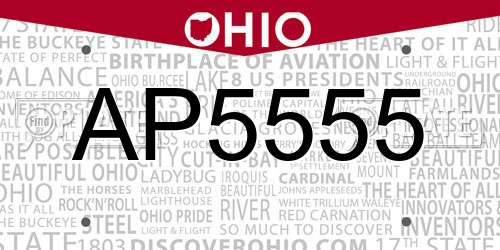 AP5555 Ohio License Plate