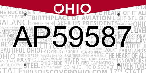 AP59587 Ohio License Plate
