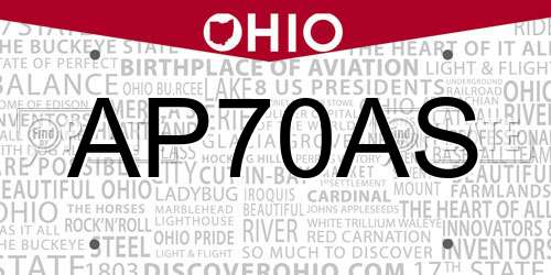 AP70AS Ohio License Plate